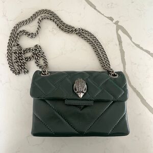 Kurt Geiger London Chain Faux Leather Shoulder Bag Dark Green